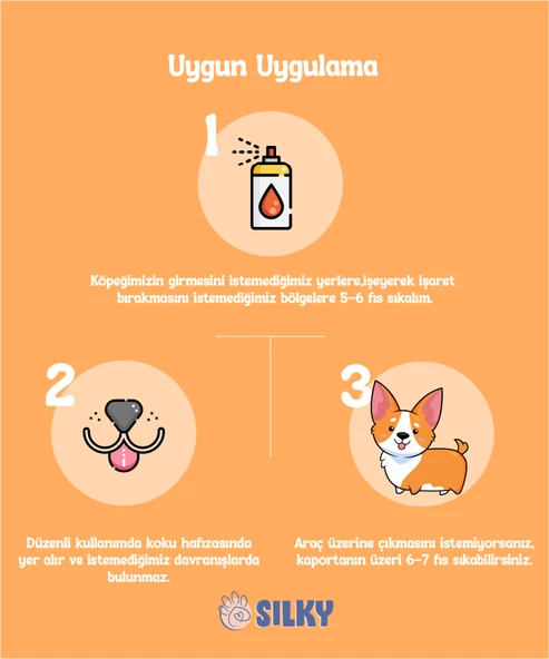 Silky - Köpek Uzaklaştırıcı ve Tuvalet Eğitim Spreyi - Doğal Esans içerikli 100ml - 2