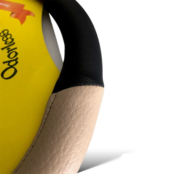 Bej Siyah Geçme Direksiyon Kılıfı - 2