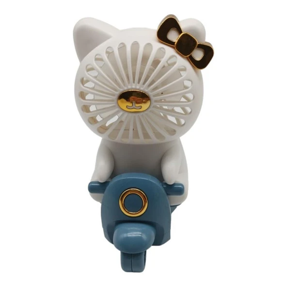 Sevimli Kedi Figürlü USB ve Şarjlı Masaüstü Vantilatörü - 2
