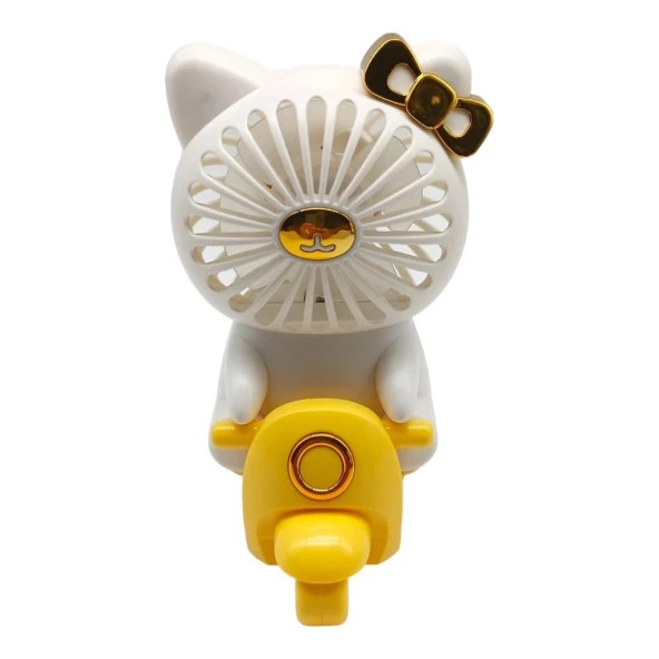 Sevimli Kedi Figürlü USB ve Şarjlı Masaüstü Vantilatörü - 3