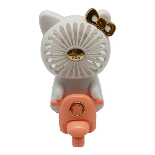 Sevimli Kedi Figürlü USB ve Şarjlı Masaüstü Vantilatörü - 4