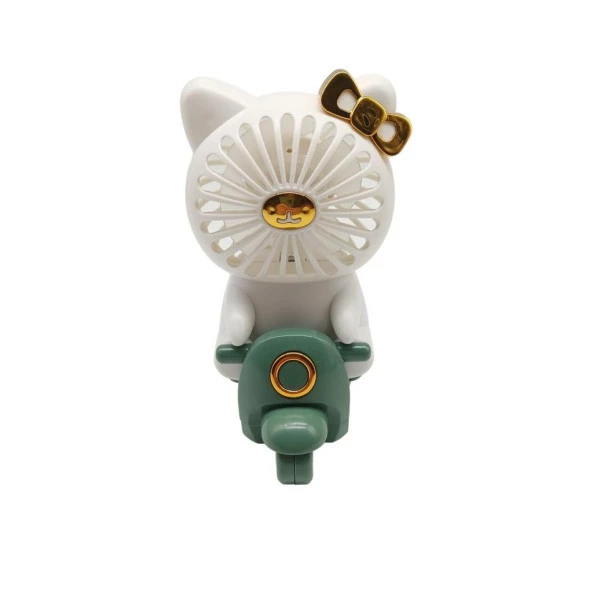 Sevimli Kedi Figürlü USB ve Şarjlı Masaüstü Vantilatörü - 5