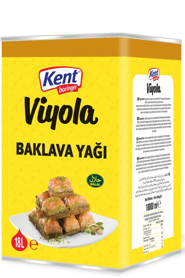 Kent Boringer Viyona Sade Baklava Yağı Teneke 18 LT