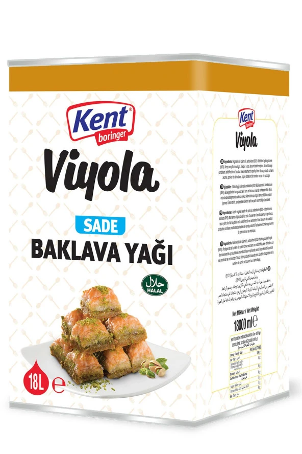 Kent Boringer Viyona Sade Baklava Yağı Teneke 18 LT - Resim 2