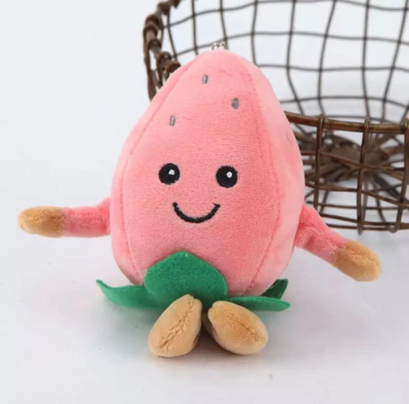 Nettenevime Sevimli Peluş Çilek Anahtarlık Çanta Süsü Pembe - 2
