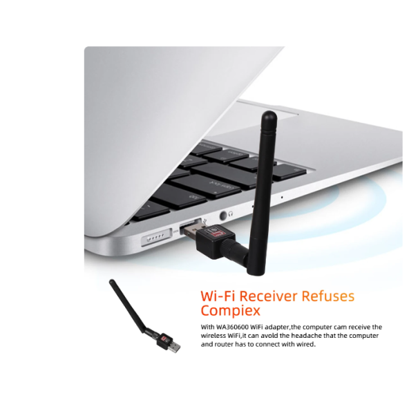 Mini USB WiFi Adaptörü 300Mbps 2dBi WiFi Adaptörü PC WiFi Anten WiFi Güvenlik Cihazı - 4