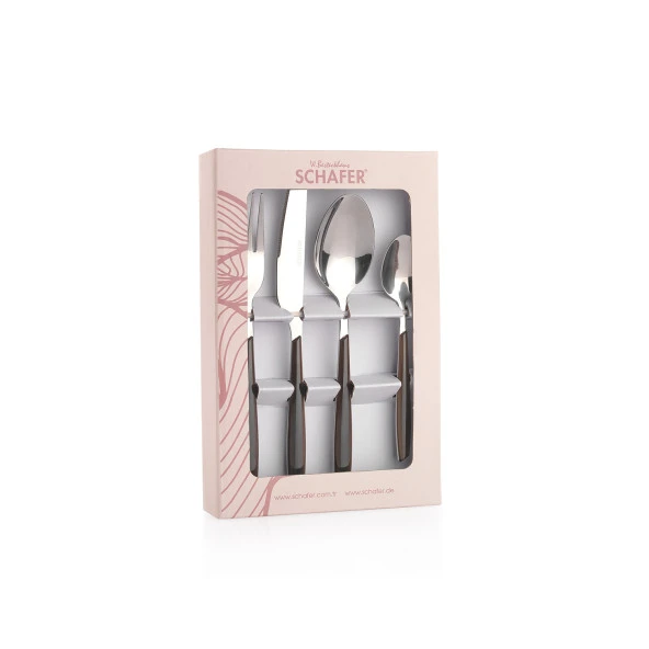 Schafer Mona 24 Parça Çatal Kaşık Bıçak Takımı-Siyah01 - 7