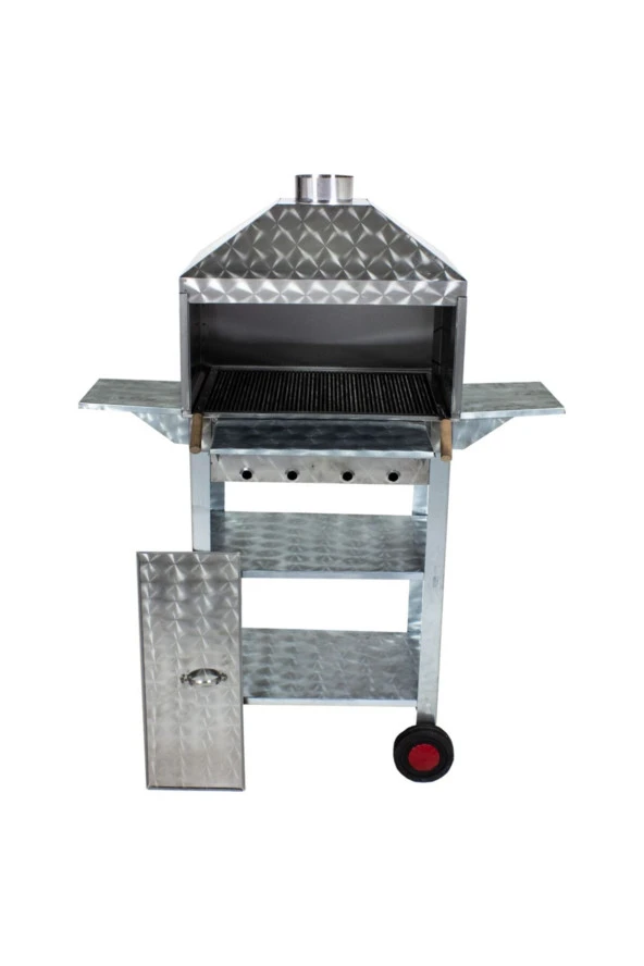 Mth-28 Lüx Davlumbazlı Kapaklı Bacalı Maltız Izgaralı Mangal (4 Tekerlekli) - Resim 2