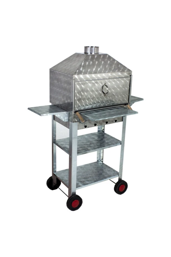 Mth-28 Lüx Davlumbazlı Kapaklı Bacalı Maltız Izgaralı Mangal (4 Tekerlekli) - Resim 4