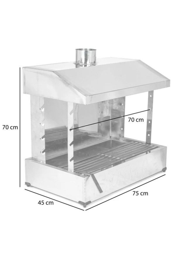 75x45 Mangalı Paslanmaz Krom Iç Tavalı - Resim 4