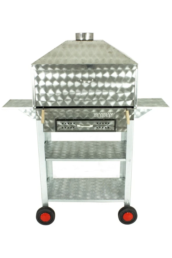 Davlumbazlı Bacalı Lama Izgaralı Çekmeceli Kanatlı Krom Mangal (4 Tekerlekli) Mth-273 ürün görseli