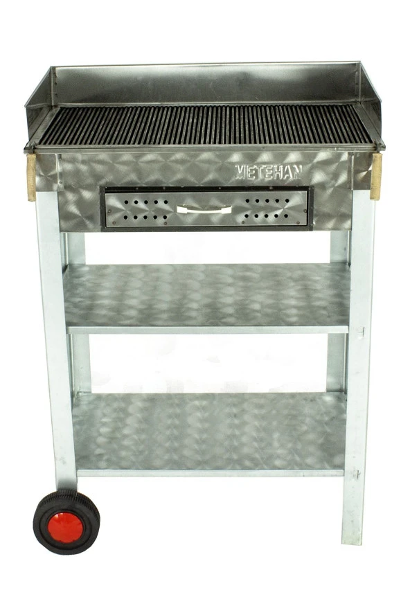 Battal Boy Çekmeceli Pervazlı Maltız Izgaralı Krom Mangal (2 Tekerlekli) Mth-258 - Resim 2