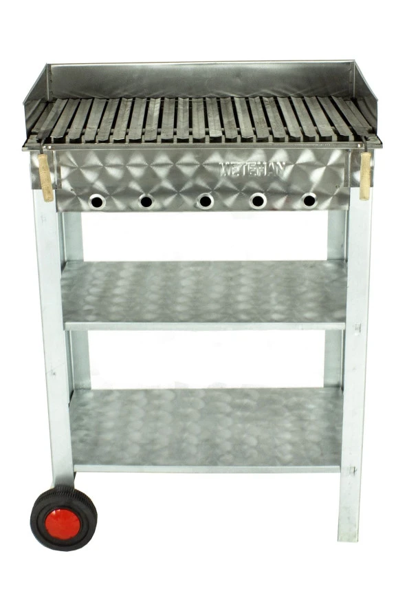 Battal Boy Pervazlı Lama Izgaralı Krom Mangal (2 Tekerlekli) Mth-227 - Resim 2