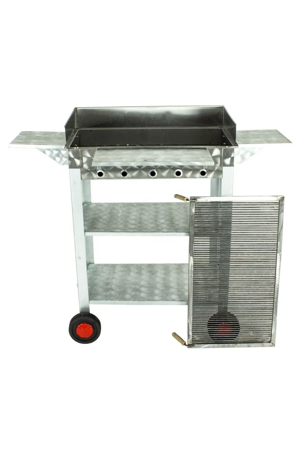 Battal Boy Pervazlı Kanatlı Maltız Izgaralı Lux Krom Mangal (4 Tekerlekli) Mth-238 - Resim 2