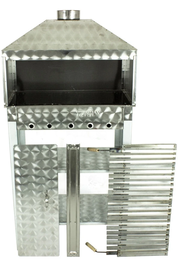 Davlumbazlı Bacalı Lama Izgaralı Krom Mangal Mth-241 - Resim 3