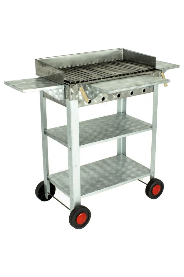 Battal Boy Pervazlı Kanatlı Lama Izgaralı Lux Krom Mangal (4 Tekerlekli) Mth-237 ürün görseli