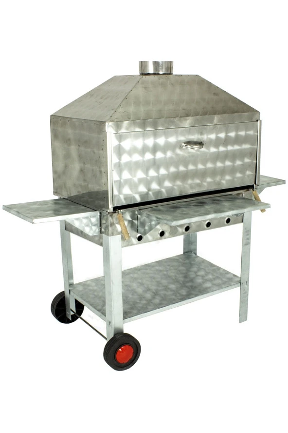 Davlumbazlı Bacalı Maltız Izgaralı Kanatlı Lüx Krom Mangal (2 Tekerlekli) Mth-300 - Resim 2