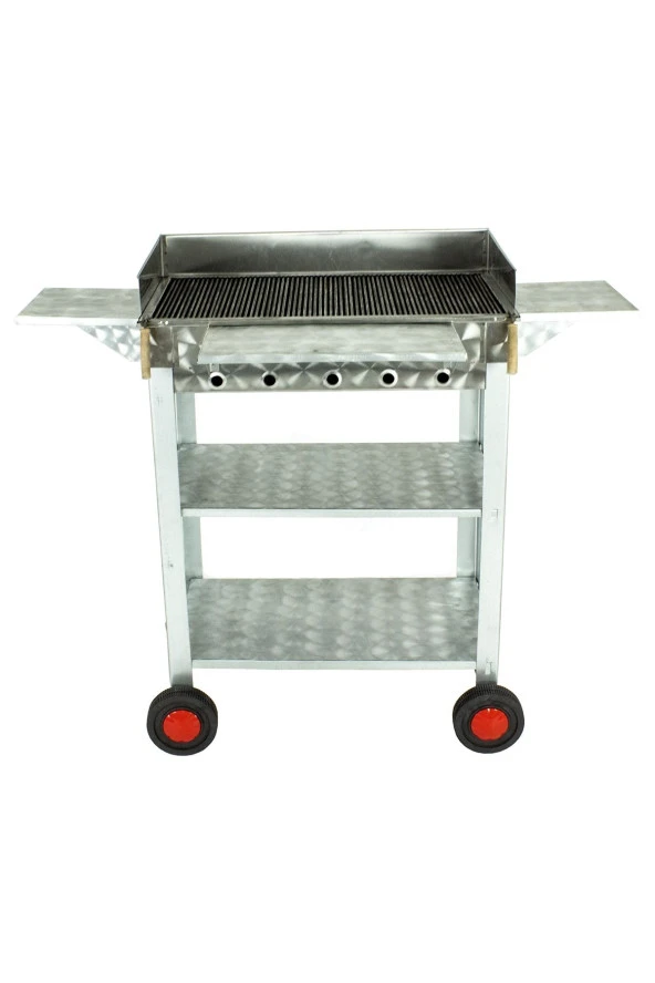 Battal Boy Pervazlı Kanatlı Maltız Izgaralı Lux Krom Mangal (4 Tekerlekli) Mth-238 - Resim 3