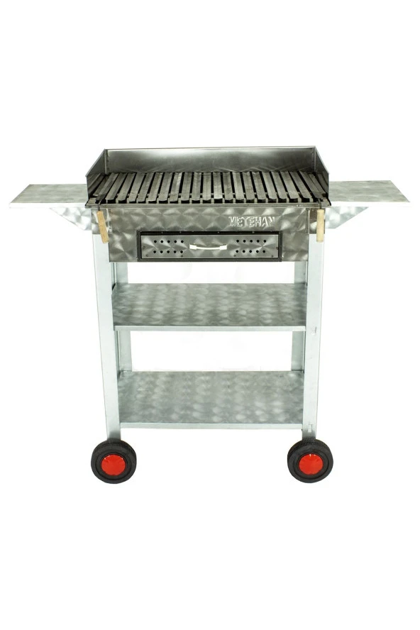 Battal Boy Çekmeceli Pervazlı Lama Izgaralı Kanatlı Krom Mangal (4 Tekerli) Mth-261 - Resim 3