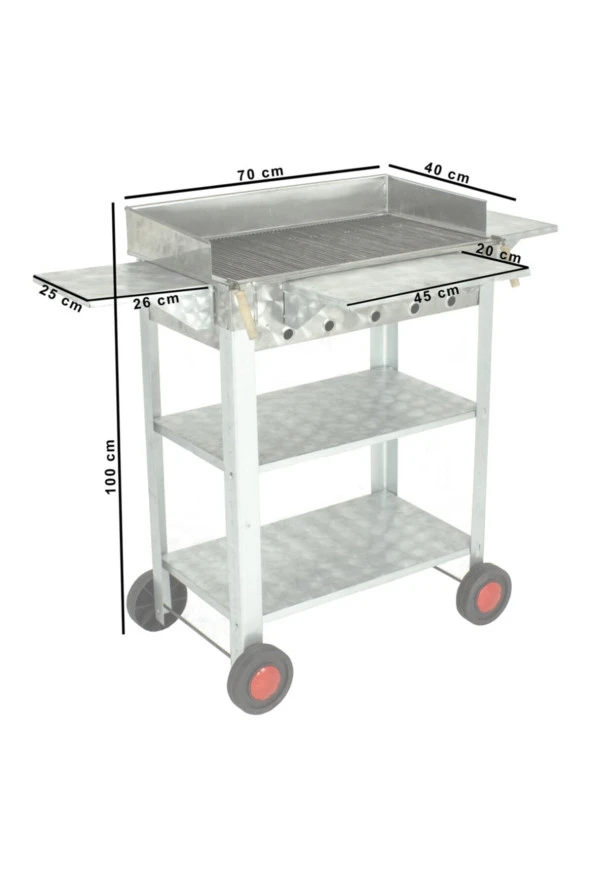 Battal Boy Pervazlı Kanatlı Maltız Izgaralı Lux Krom Mangal (4 Tekerlekli) Mth-238 - Resim 4