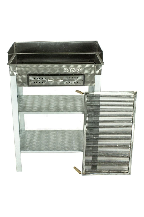 Battal Boy Çekmeceli Pervazlı Maltız Izgaralı Krom Mangal Mth-260 - Resim 2