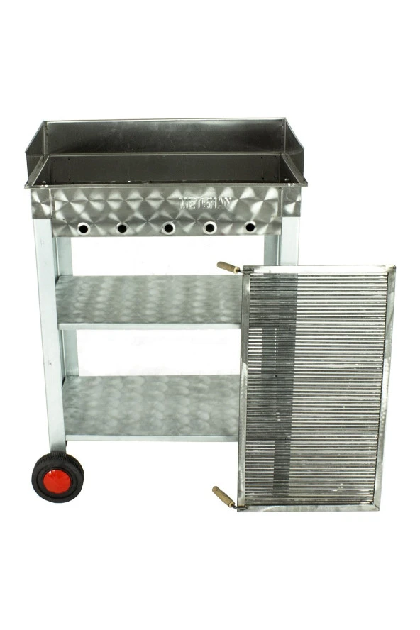 Battal Boy Pervazlı Maltız Izgaralı Krom Mangal (2 Tekerlekli) Mth-228 - Resim 2