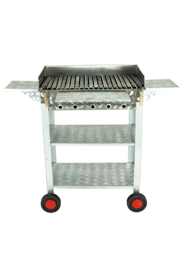 Battal Boy Pervazlı Kanatlı Lama Izgaralı Lux Krom Mangal (4 Tekerlekli) Mth-237 - Resim 3