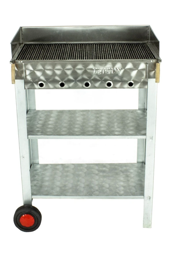 Battal Boy Pervazlı Maltız Izgaralı Krom Mangal (2 Tekerlekli) Mth-228 - Resim 3