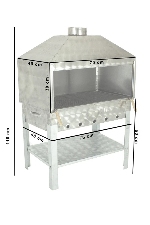 Davlumbazlı Bacalı Maltız Izgaralı Krom Mangal Mth-296 - 4