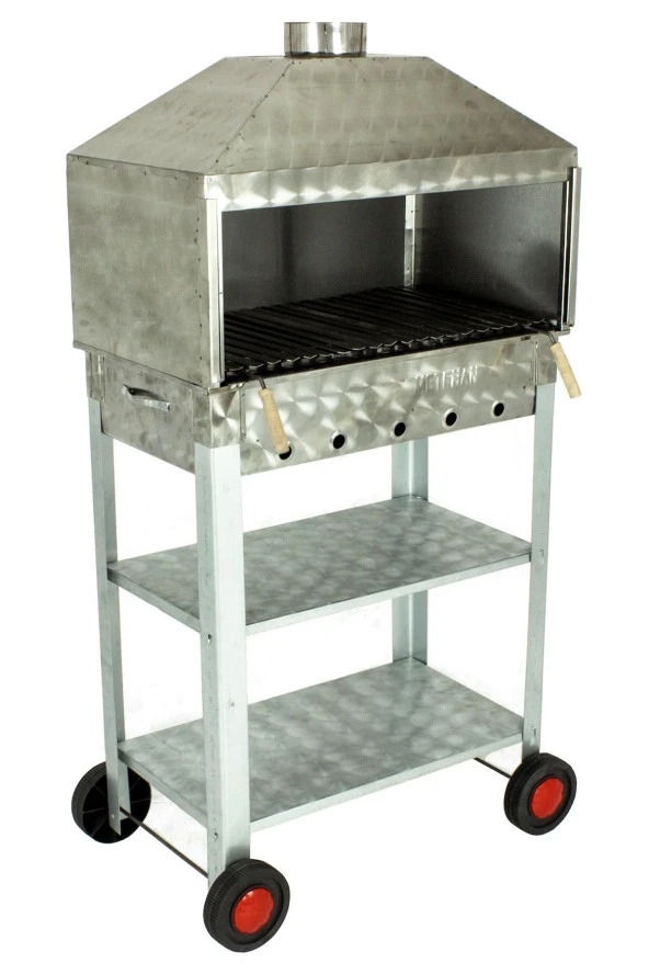 Davlumbazlı Bacalı Lamaızgaralı Krom Mangal (4 Tekerlekli) Mth-243 ürün görseli