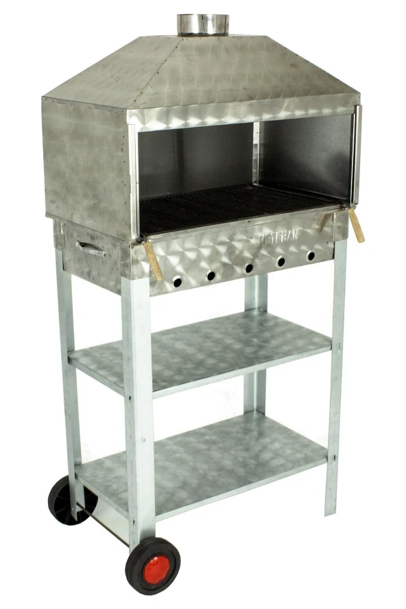 Davlumbazlı Bacalı Maltız Izgaralı Krom Mangal (2 Tekerlekli) Mth-240 ürün görseli