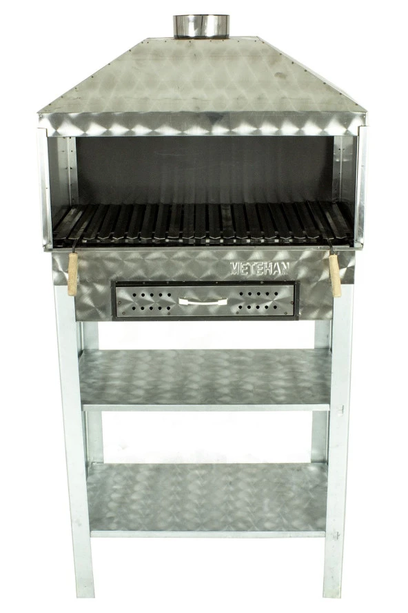 Davlumbazlı Bacalı Lama Izgaralı Çekmeceli Krom Mangal Mth-265 - Resim 3