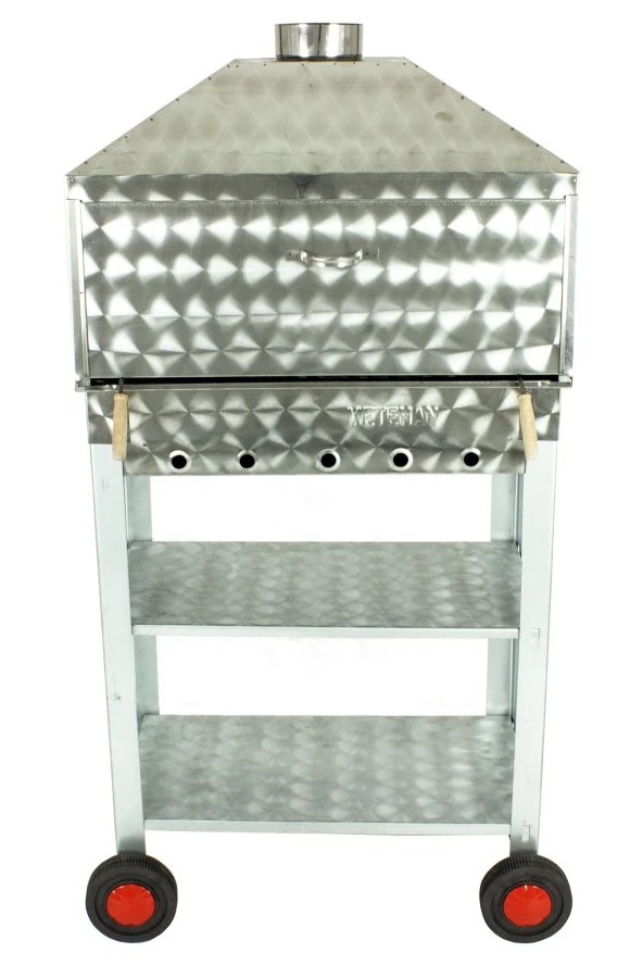 Davlumbazlı Bacalı Lamaızgaralı Krom Mangal (4 Tekerlekli) Mth-243 - Resim 2