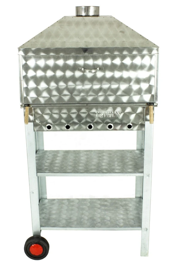 Davlumbazlı Bacalı Maltız Izgaralı Krom Mangal (2 Tekerlekli) Mth-240 - Resim 2