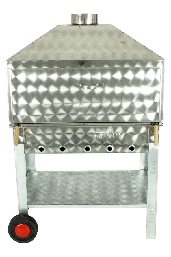 Davlumbazlı Bacalı Maltız Izgaralı Krom Mangal (2 Tekerlekli) Mth-294 - Resim 2