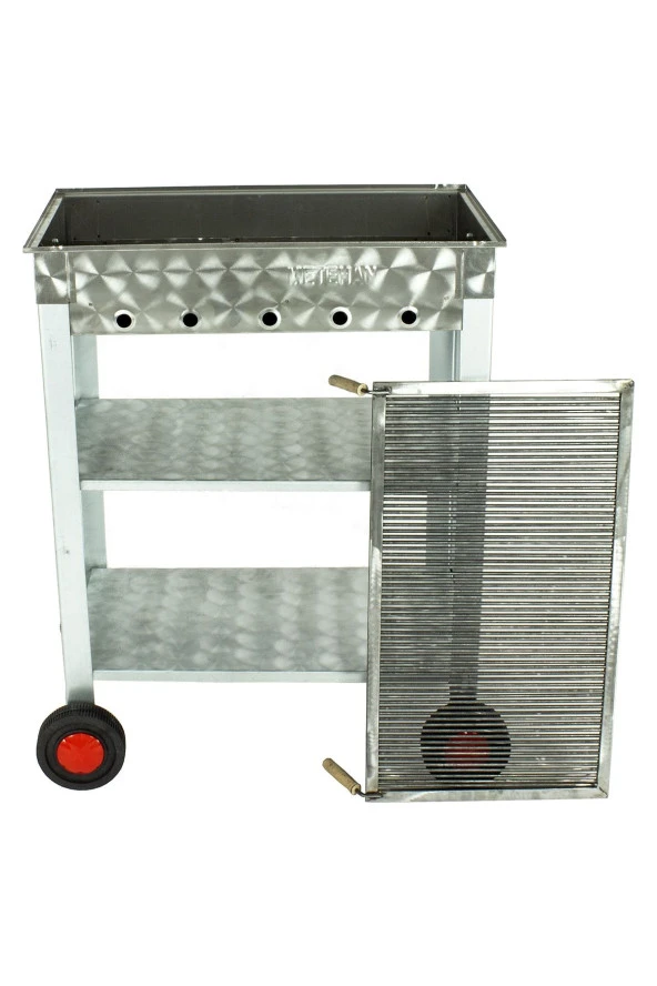 Battal Boy Maltız Izgaralı Krom Mangal (4 Tekerlekli) Mth-226 - Resim 2