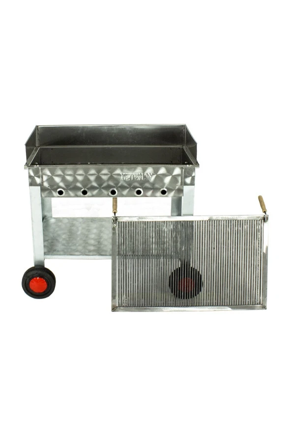 Maltız Izgaralı Pervazlı Krom Mangal (4 Tekerlekli) Mth-286 - Resim 2