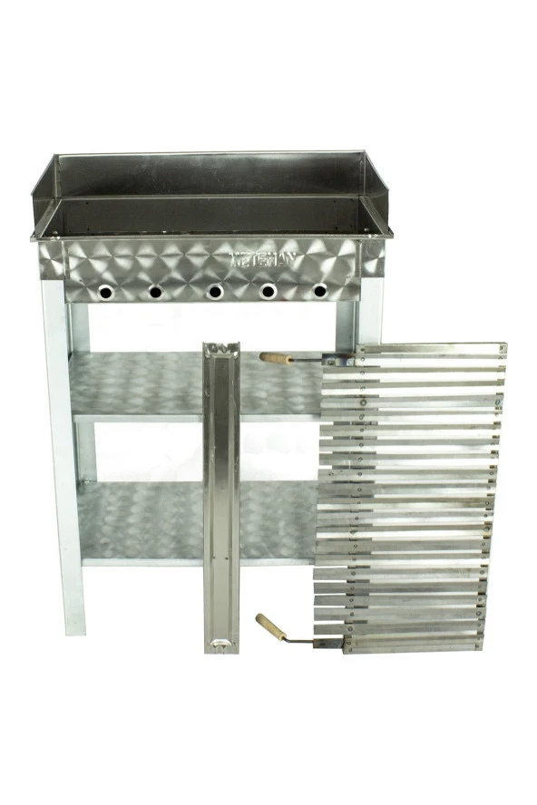 Battal Boy Pervazlı Lama Izgaralı Krom Mangal Mth-229 - Resim 2