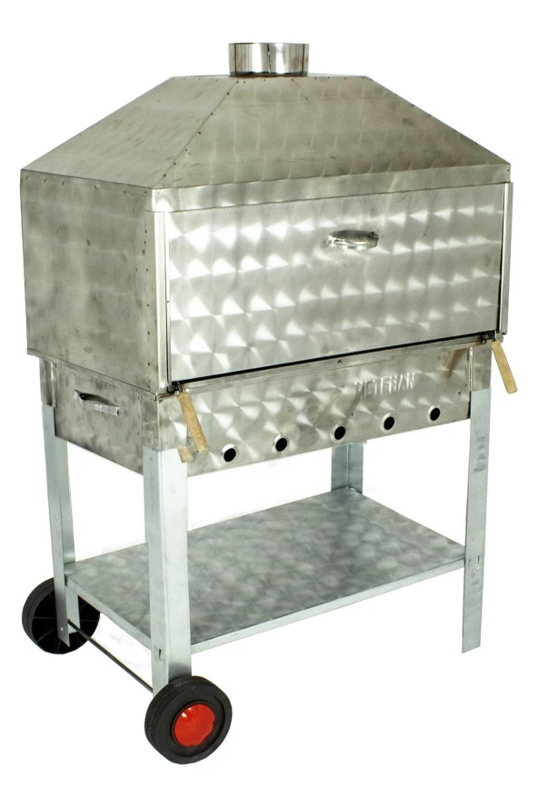 Davlumbazlı Bacalı Maltız Izgaralı Krom Mangal (2 Tekerlekli) Mth-294 - Resim 4