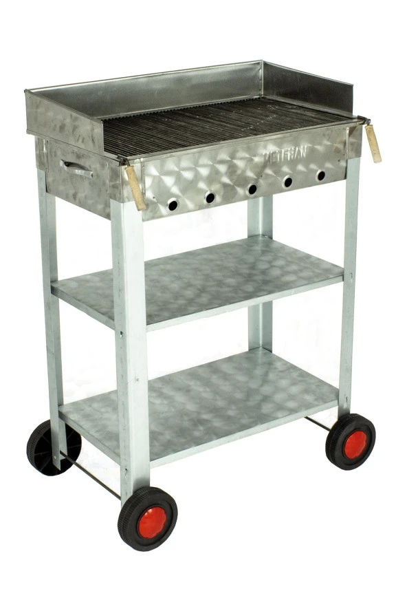 Battal Boy Pervazlı Maltız Izgaralı Krom Mangal (4 Tekerlekli) Mth-232 ürün görseli