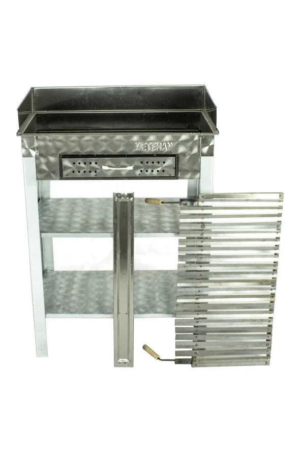 Battal Boy Çekmeceli Pervazlı Lama Izgaralı Krom Mangal Mth-259 - Resim 2