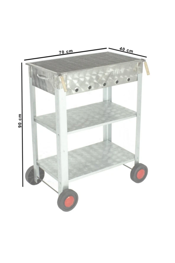 Battal Boy Maltız Izgaralı Krom Mangal (4 Tekerlekli) Mth-226 - Resim 4