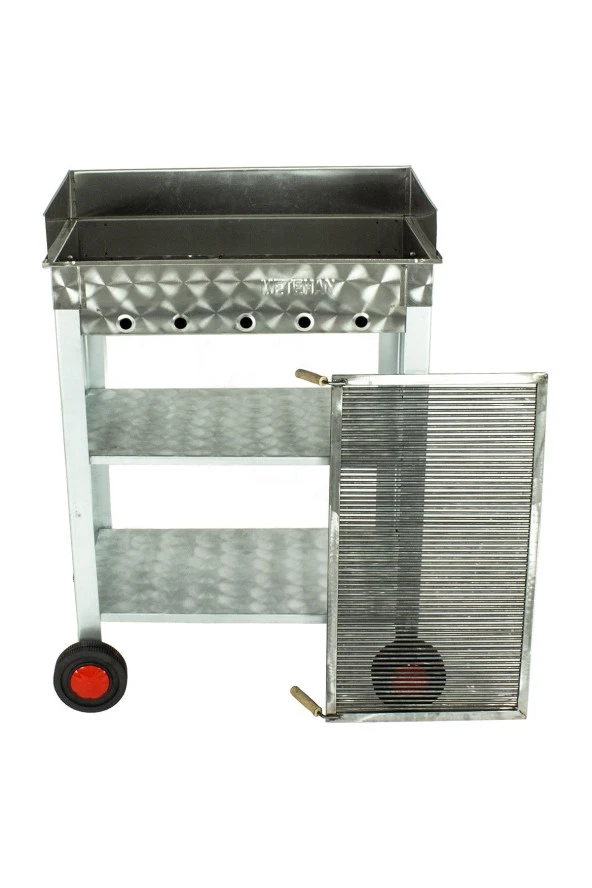 Battal Boy Pervazlı Maltız Izgaralı Krom Mangal (4 Tekerlekli) Mth-232 - Resim 2