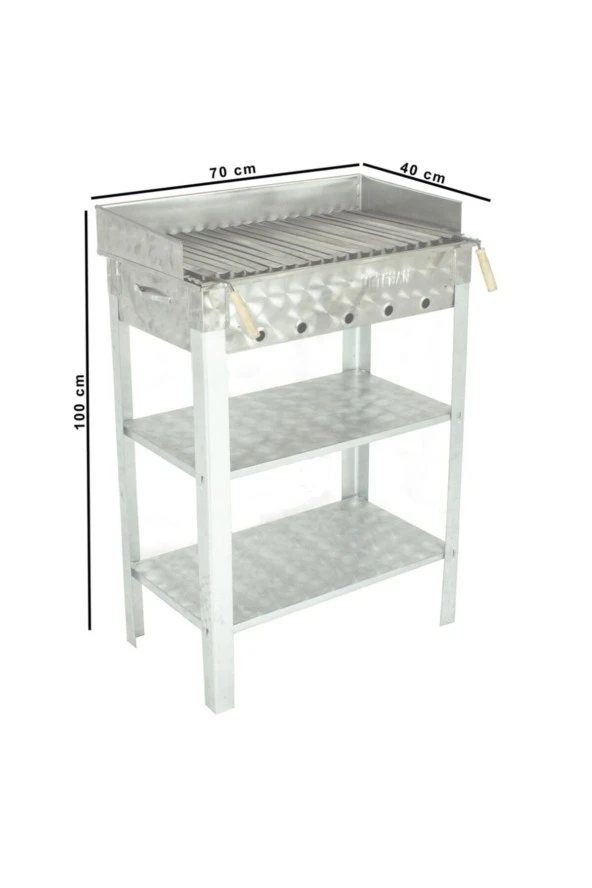 Battal Boy Pervazlı Lama Izgaralı Krom Mangal Mth-229 - Resim 4