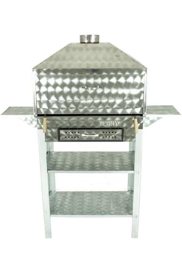 Davlumbazlı Bacalı Lama Izgaralı Çekmeceli Kanatlı Krom Mangal Mth-271 - Resim 2