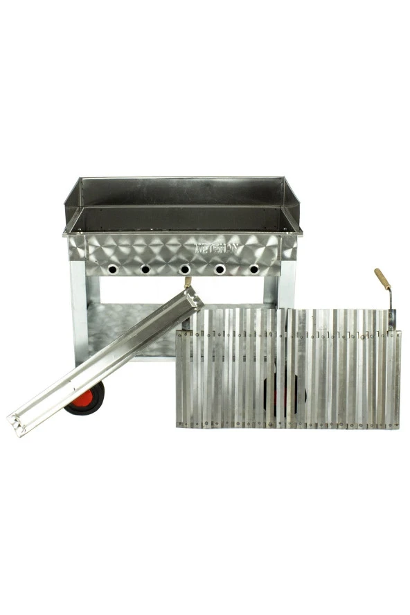 Lama Izgaralı Pervazlı Krom Mangal (4 Tekerlekli) Mth-285 - Resim 2