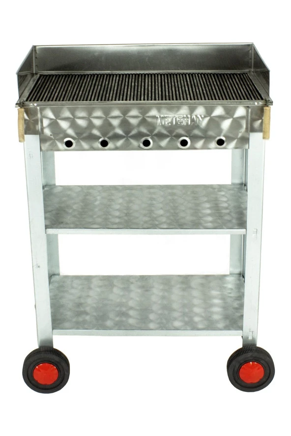 Battal Boy Pervazlı Maltız Izgaralı Krom Mangal (4 Tekerlekli) Mth-232 - Resim 3