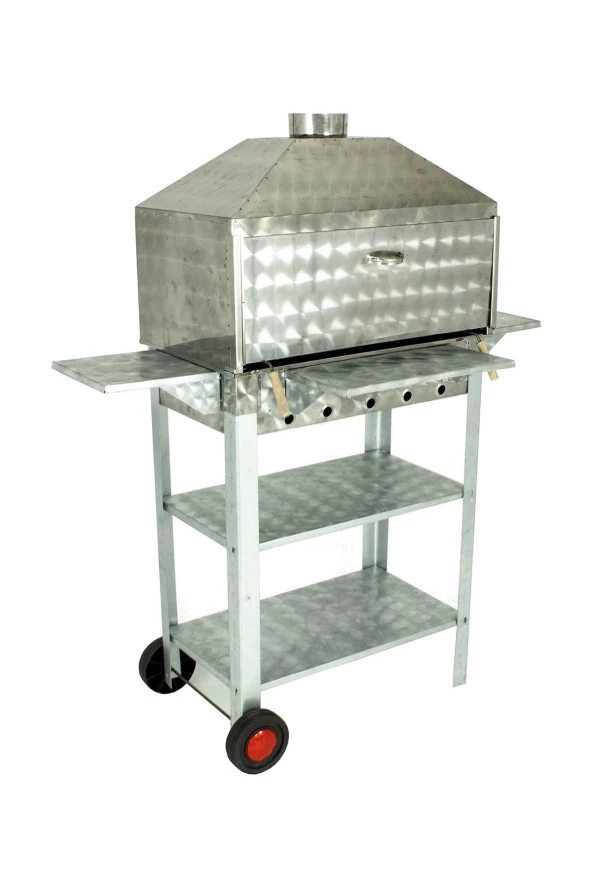 Davlumbazlı Bacalı Lama Izgaralı Kanatlı Lüx Krom Mangal (2 Tekerlekli) Mth-245 - Resim 2