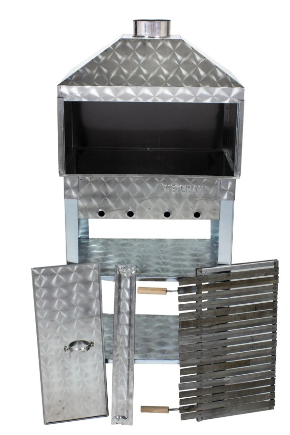 Mth-19 Davlumbazlı Kapaklı Bacalı Lama Izgaralı Mangal - Resim 3