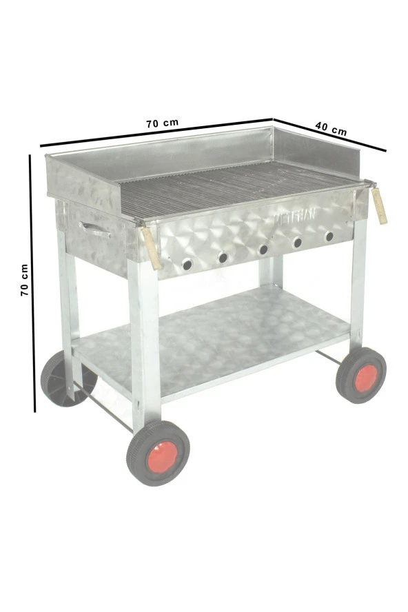 Maltız Izgaralı Pervazlı Krom Mangal (4 Tekerlekli) Mth-286 - Resim 4